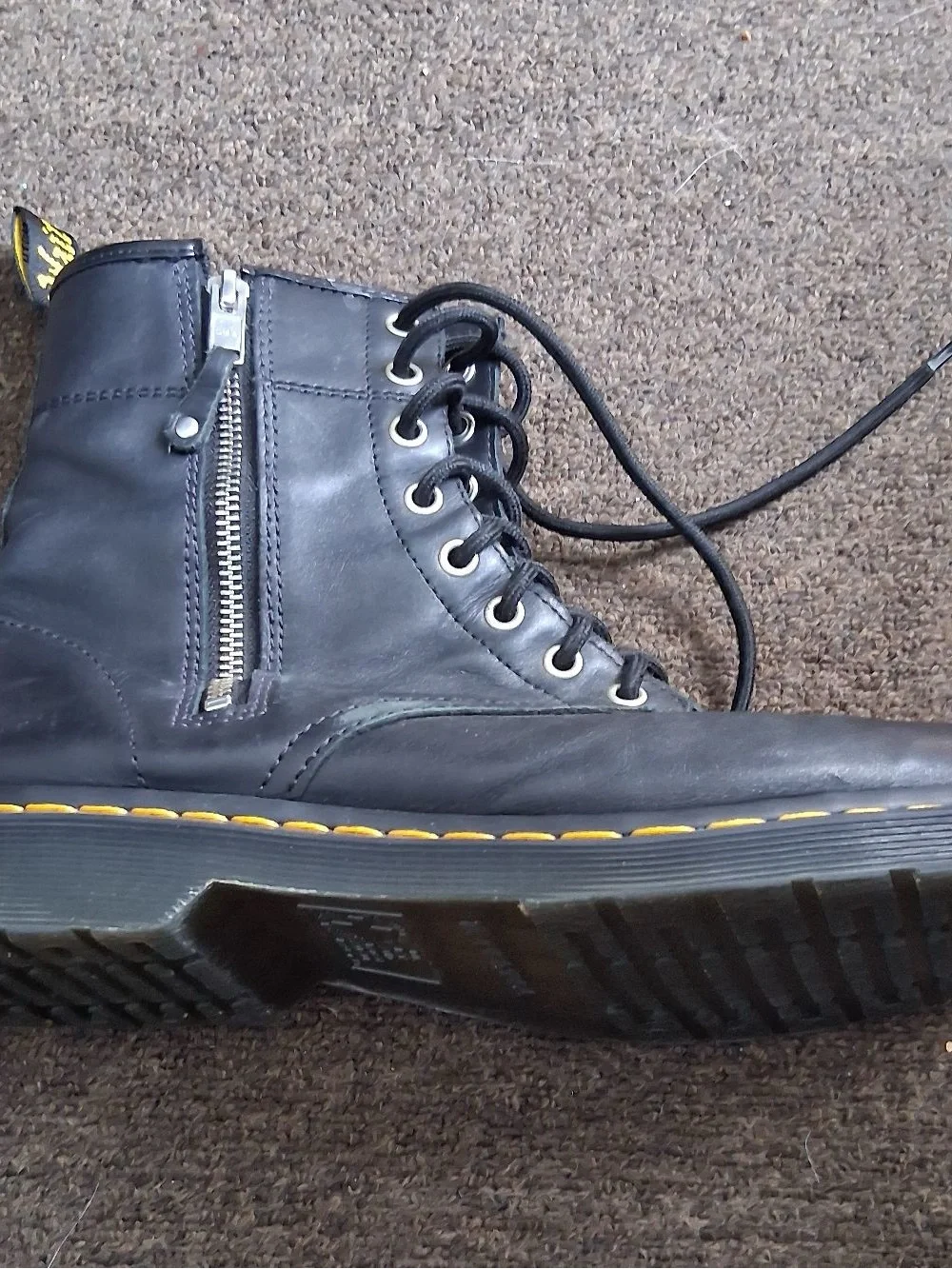 Dr. Martens 1460 Black Leather Boots with Zippers